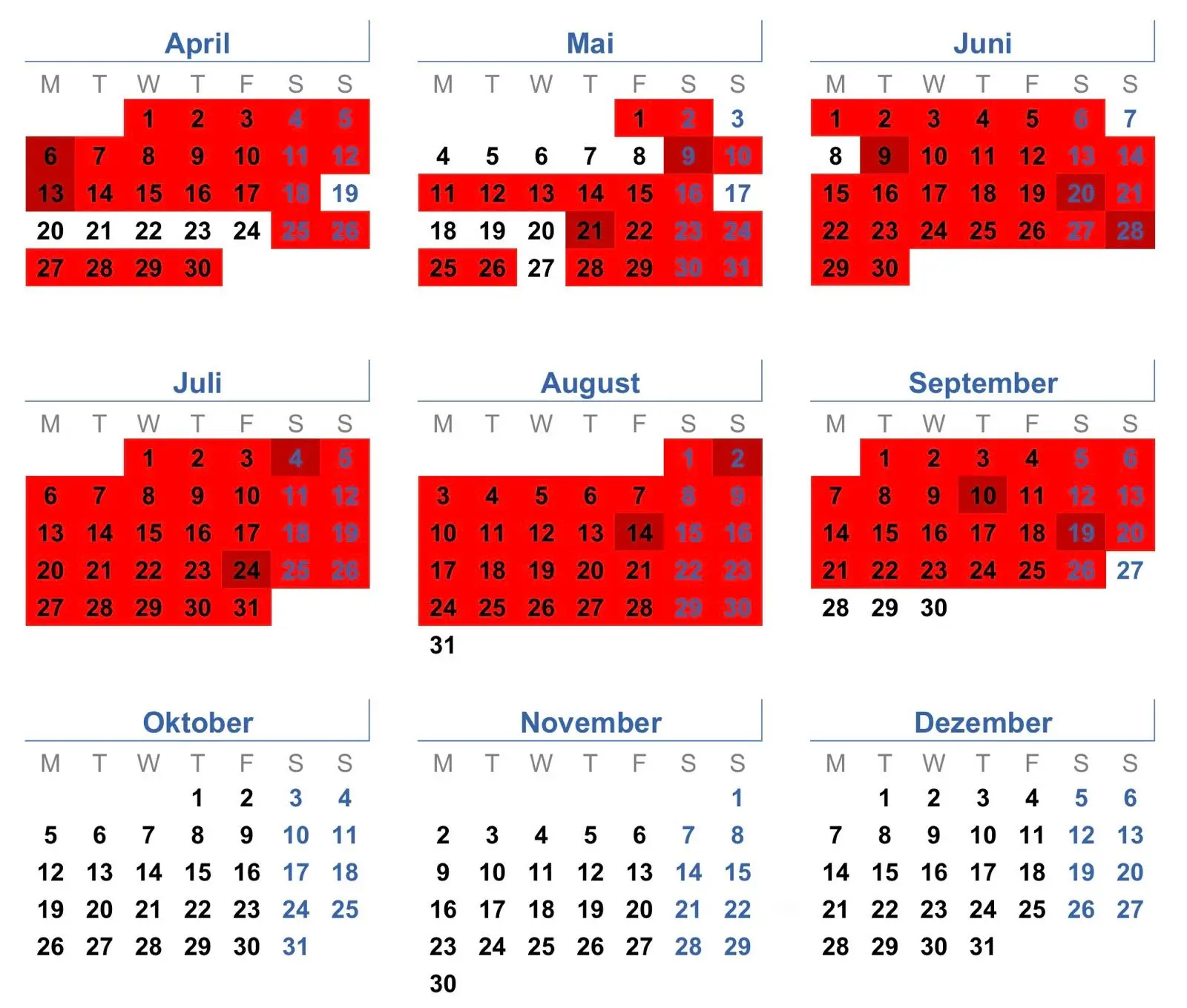 Verfügbarkeitskalender